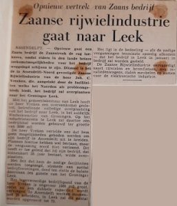 De Zaanse Rijwiel Industrie wordt voortgezet in Leek